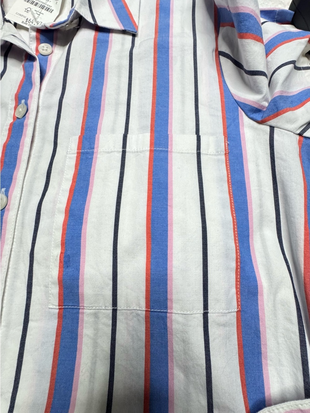 J. Crew Blue and White Striped Short-Sleeve Shirt Dress - Picture 7 of 9
